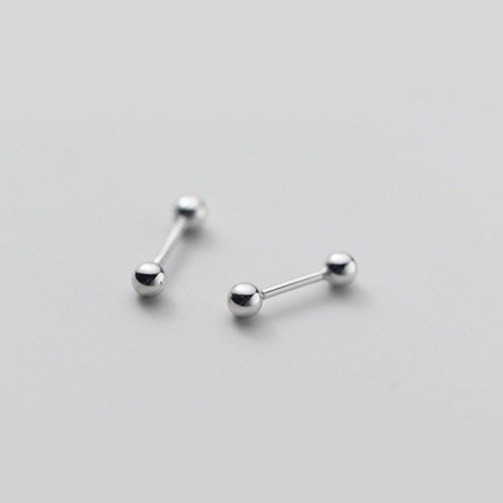 Screw back Silver Balls Studs Earrings-ESB002 Silver 3mm